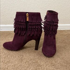 Isola Burgundy Fringe Heeled Boots